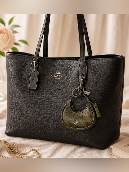 Coach Handbags - NEW Coach keychain Carmen Snake Print Bag Charm - Olive Green